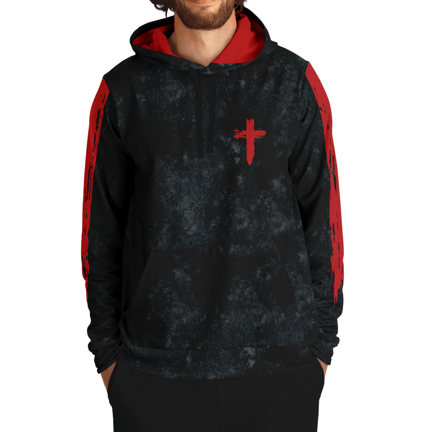 Know/No Jesus-Peace Hoodie - Black and Red - Sacred Stylz