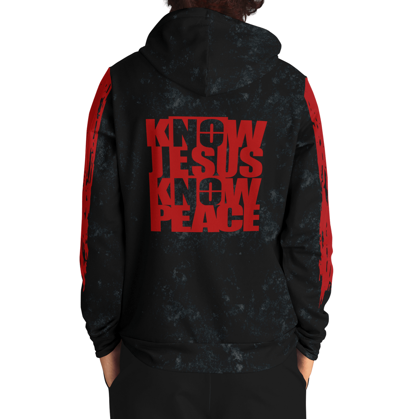 Know/No Jesus-Peace Hoodie - Black and Red - Sacred Stylz