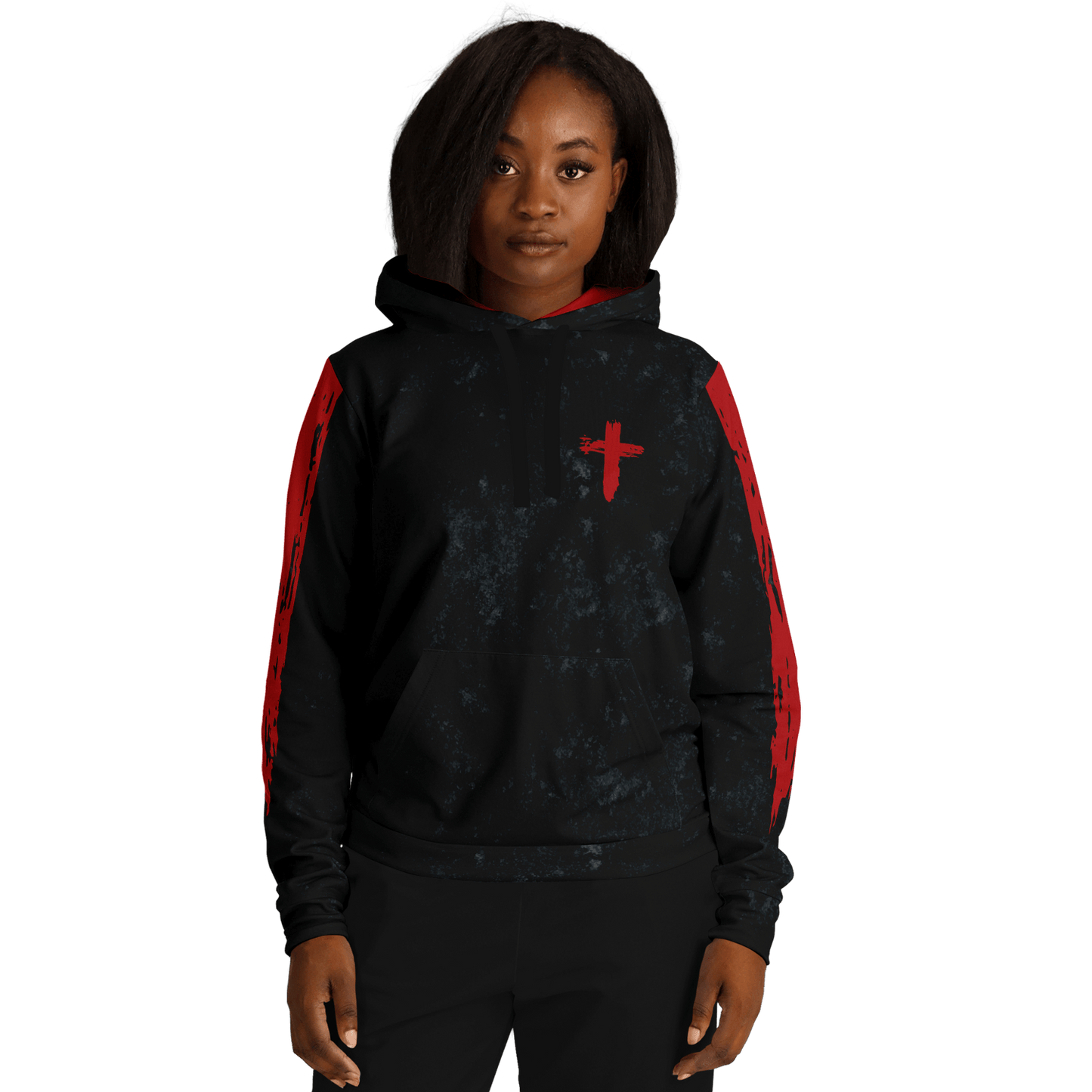 Know/No Jesus-Peace Hoodie - Black and Red - Sacred Stylz