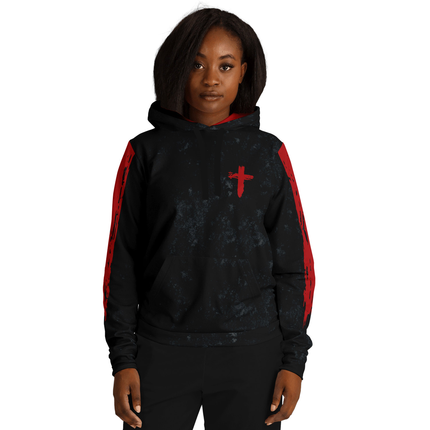 Know/No Jesus-Peace Hoodie - Black and Red - Sacred Stylz