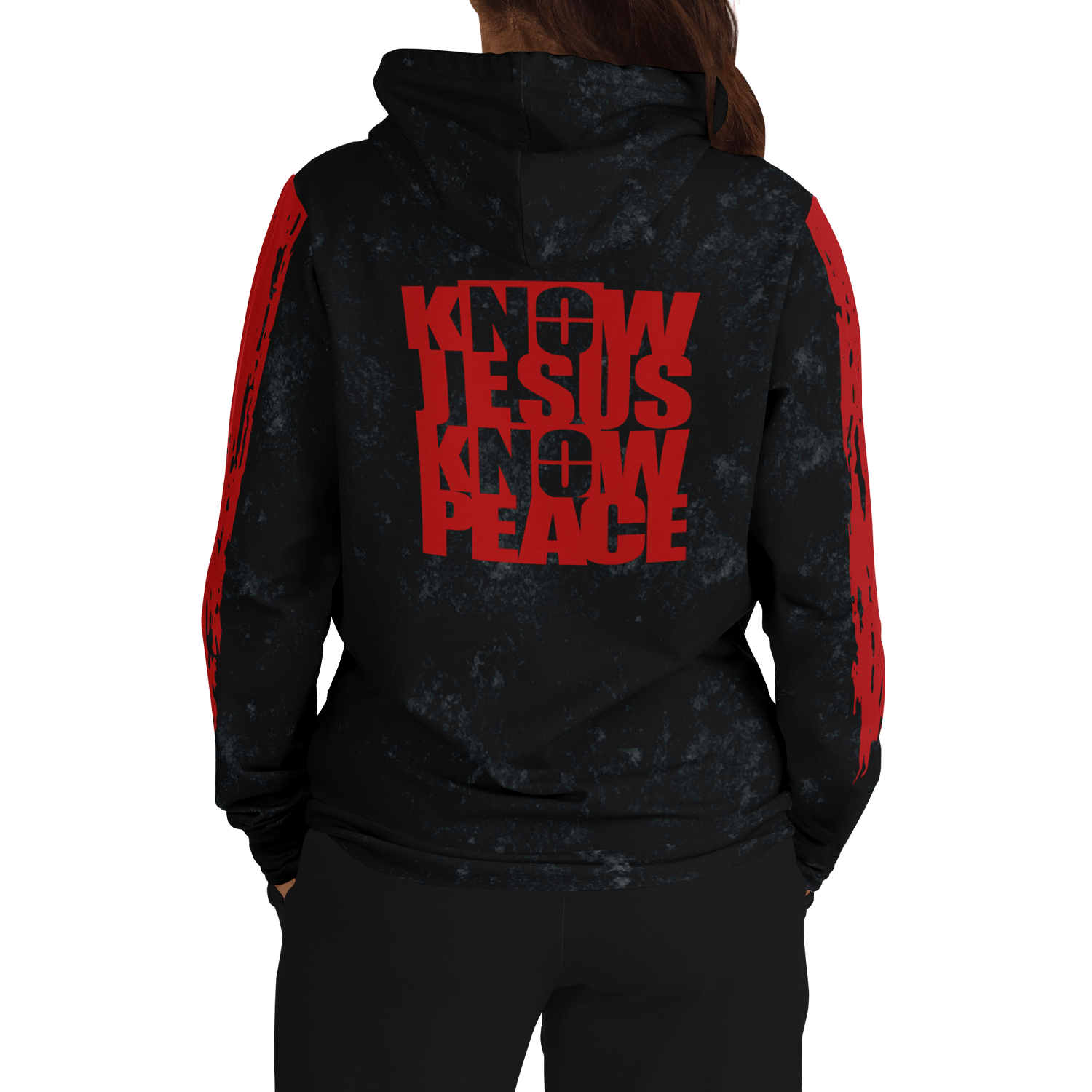 Know/No Jesus-Peace Hoodie - Black and Red - Sacred Stylz