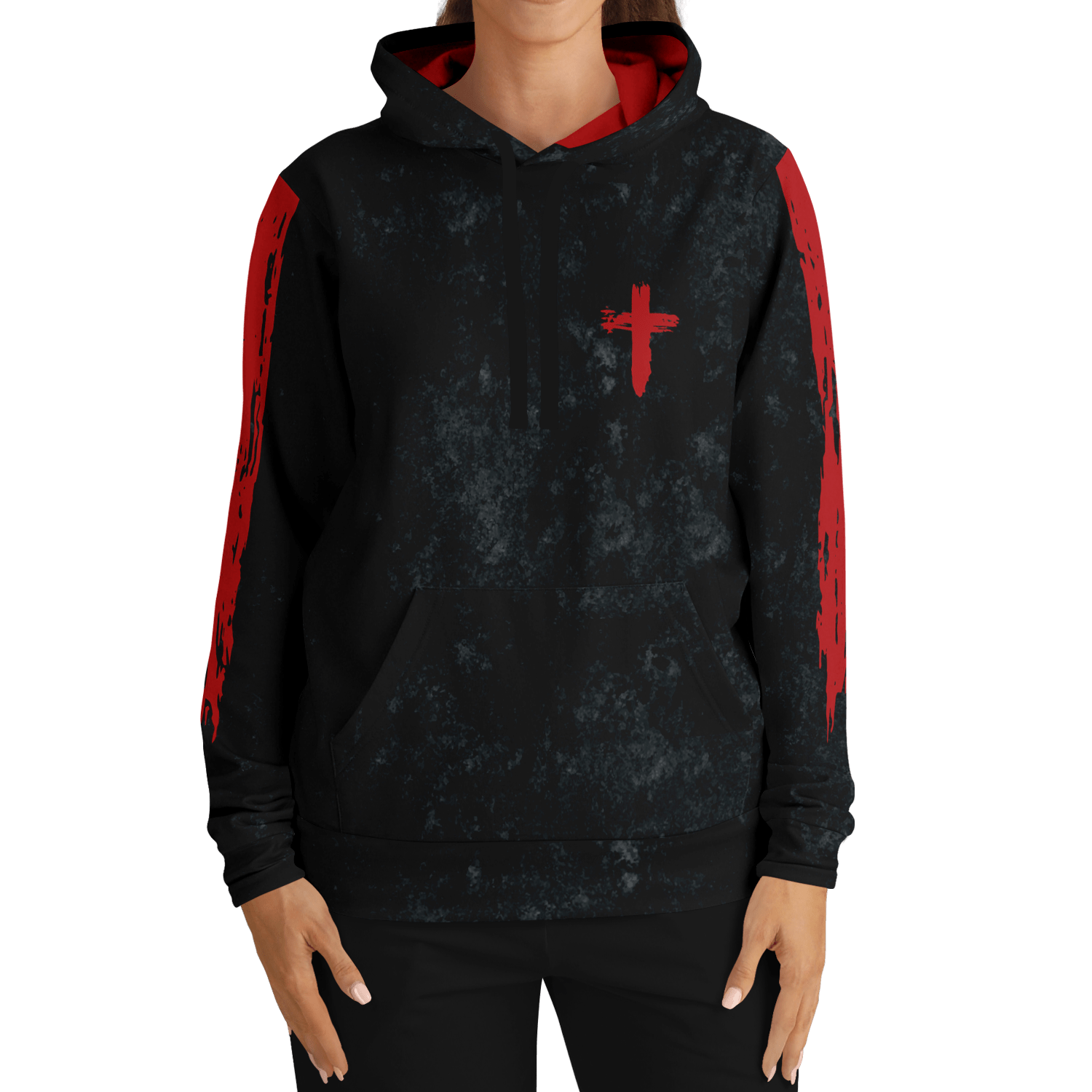 Know/No Jesus-Peace Hoodie - Black and Red - Sacred Stylz