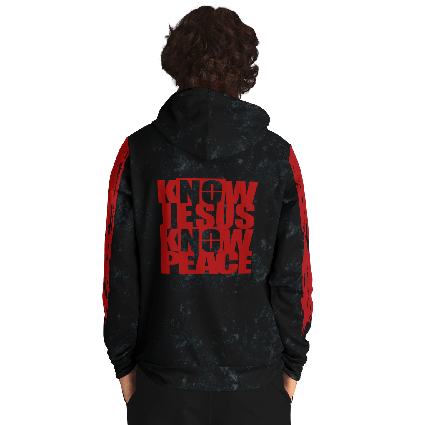 Know/No Jesus-Peace Hoodie - Black and Red - Sacred Stylz