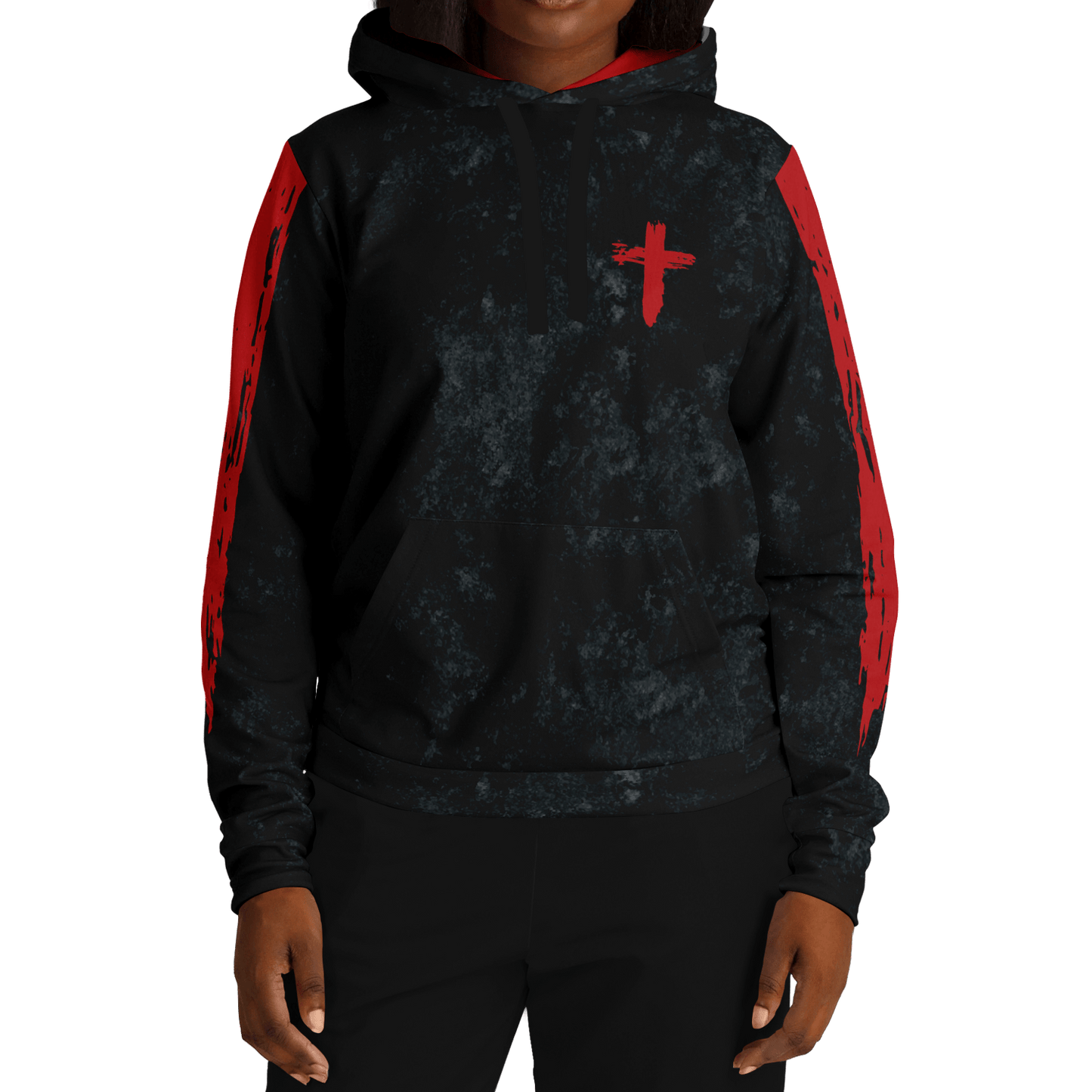 Know/No Jesus-Peace Hoodie - Black and Red - Sacred Stylz