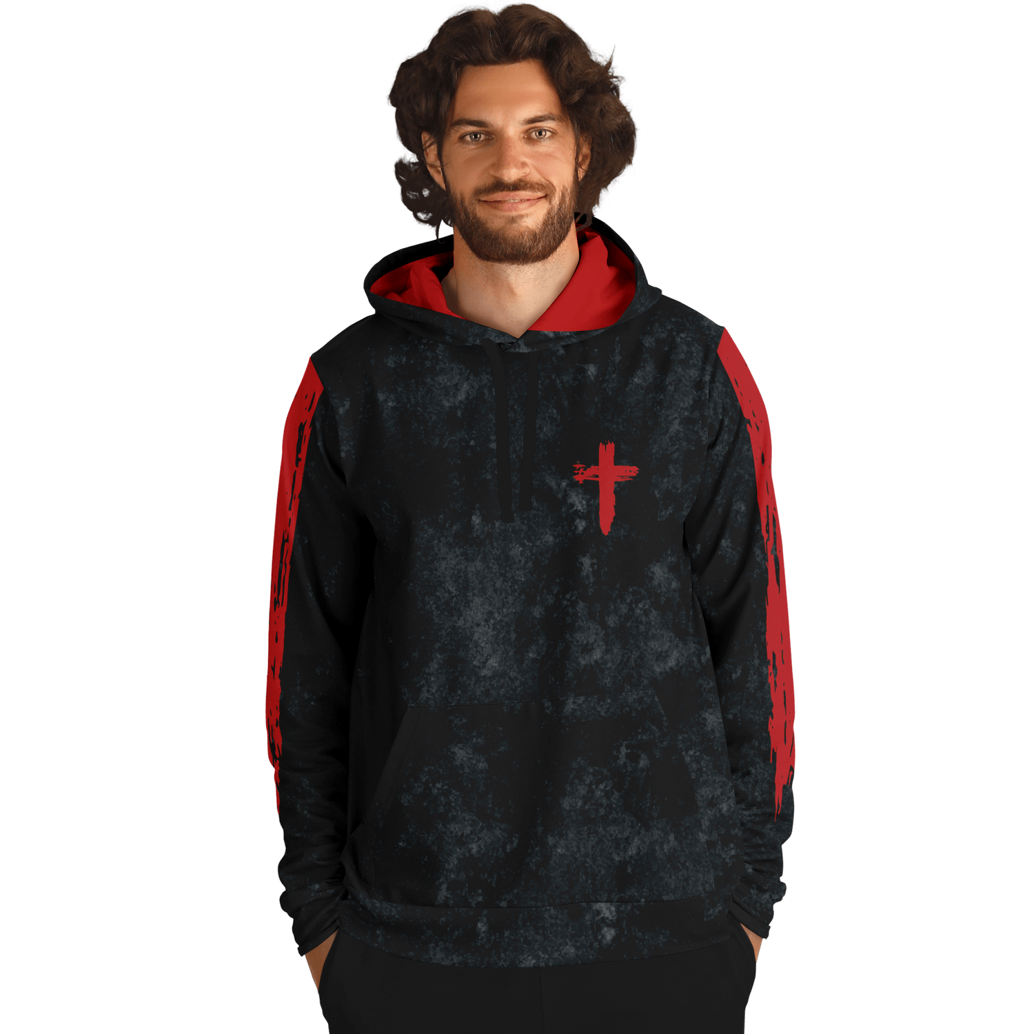 Know/No Jesus-Peace Hoodie - Black and Red - Sacred Stylz