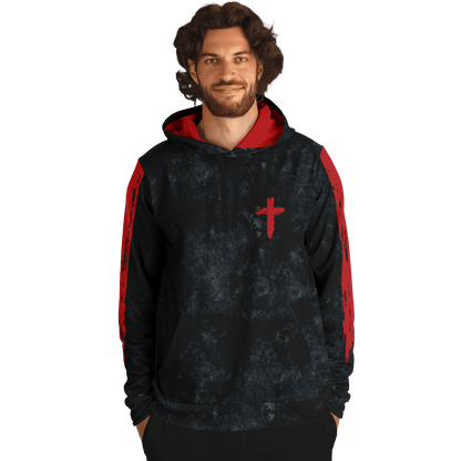 Know/No Jesus-Peace Hoodie - Black and Red - Sacred Stylz