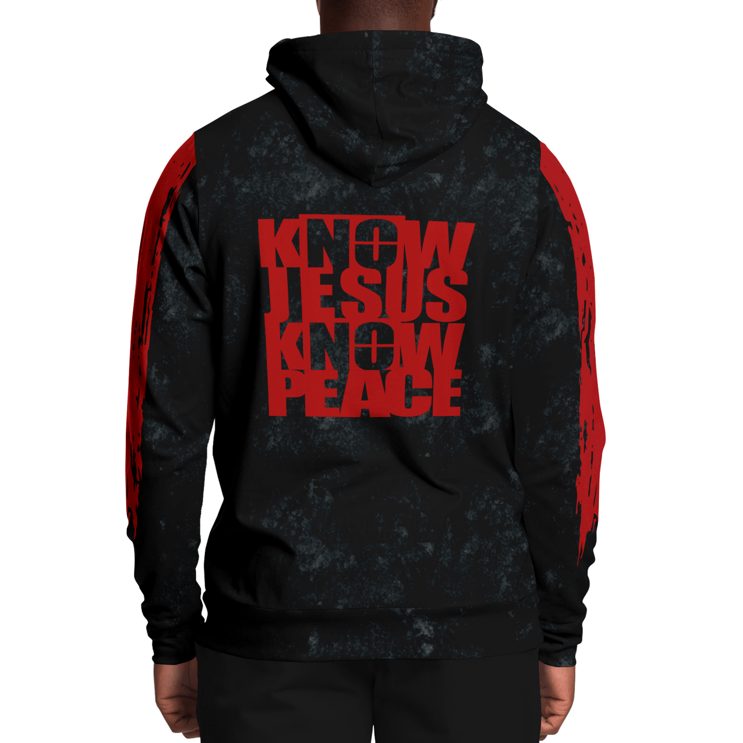 Know/No Jesus-Peace Hoodie - Black and Red - Sacred Stylz