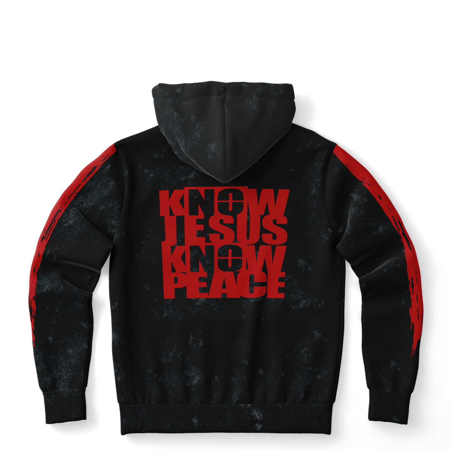 Know/No Jesus-Peace Hoodie - Black and Red - Sacred Stylz