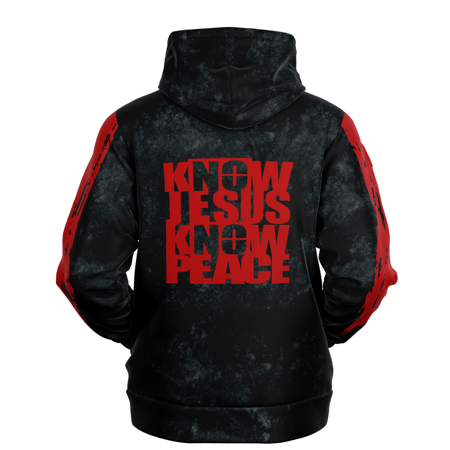 Know/No Jesus-Peace Hoodie - Black and Red - Sacred Stylz