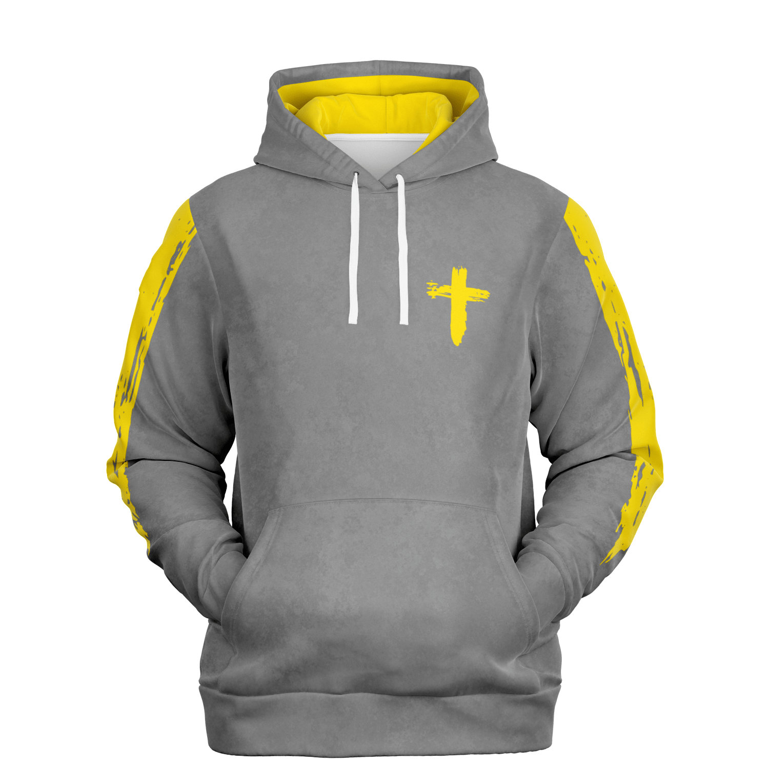 Know/No Jesus-Peace Hoodie - Gray and Yellow - Sacred Stylz