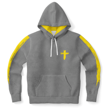 Know/No Jesus-Peace Hoodie - Gray and Yellow - Sacred Stylz