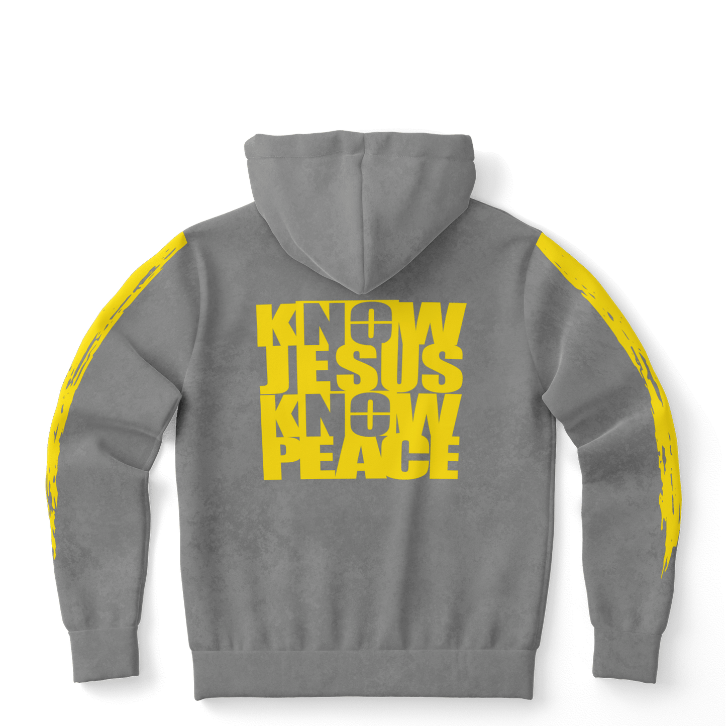 Know/No Jesus-Peace Hoodie - Gray and Yellow - Sacred Stylz