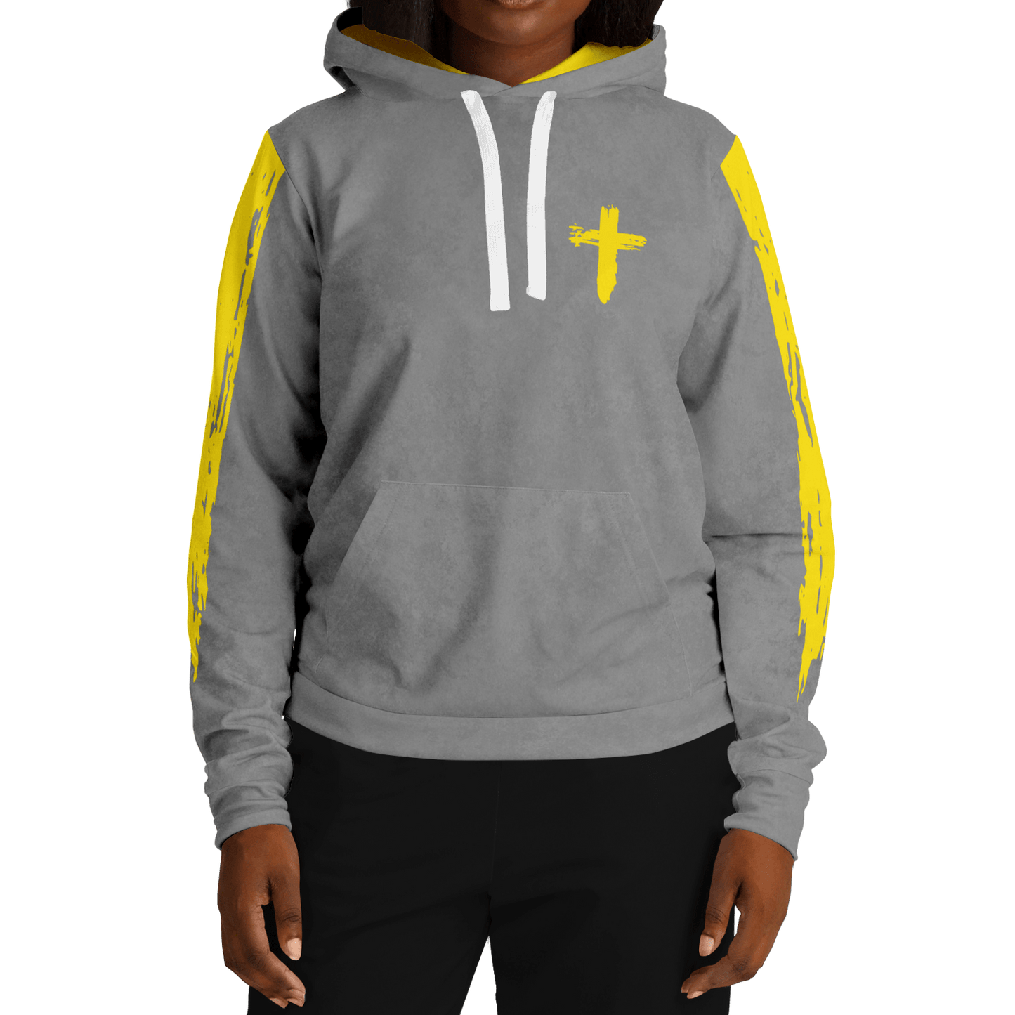 Know/No Jesus-Peace Hoodie - Gray and Yellow - Sacred Stylz