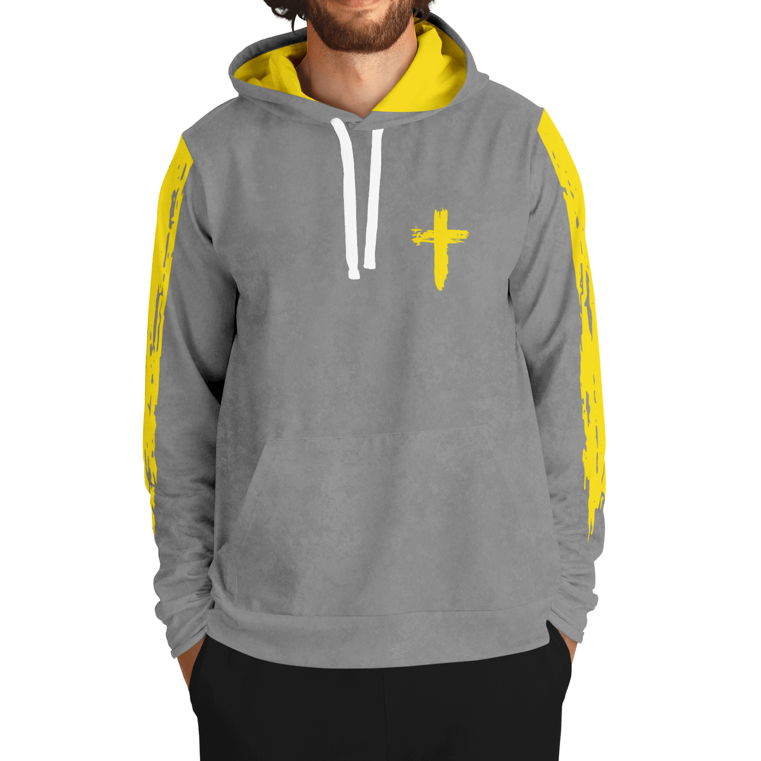 Know/No Jesus-Peace Hoodie - Gray and Yellow - Sacred Stylz