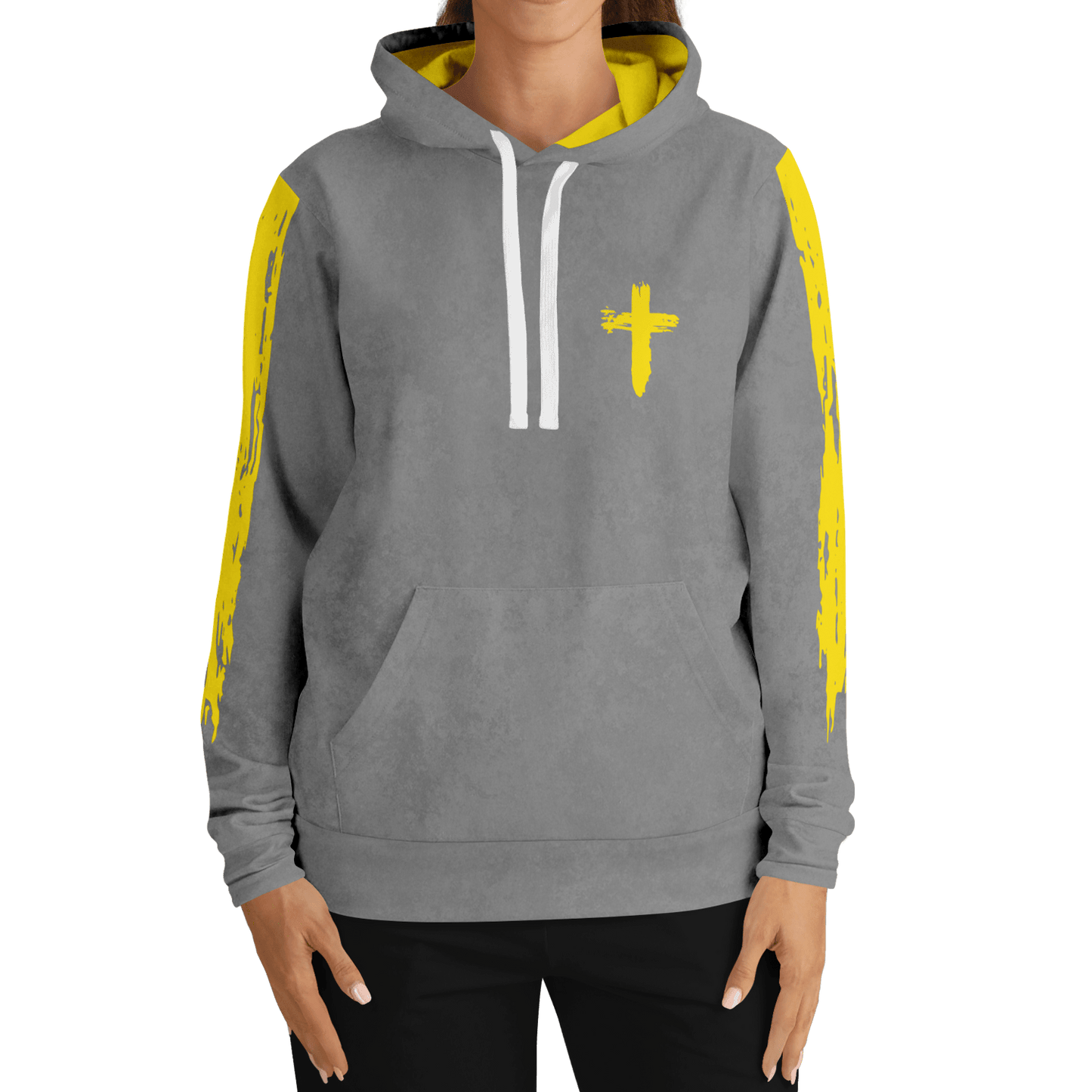 Know/No Jesus-Peace Hoodie - Gray and Yellow - Sacred Stylz