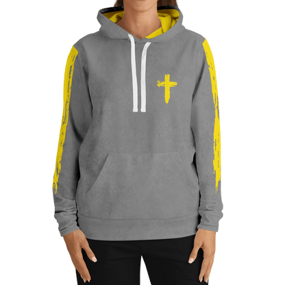 Know/No Jesus-Peace Hoodie - Gray and Yellow - Sacred Stylz