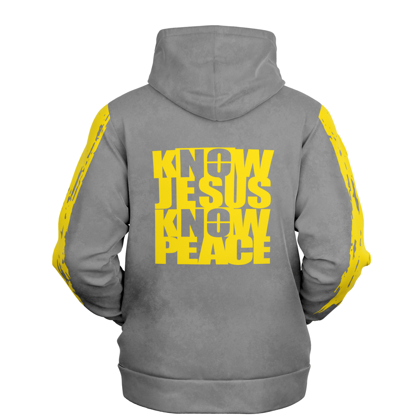 Know/No Jesus-Peace Hoodie - Gray and Yellow - Sacred Stylz