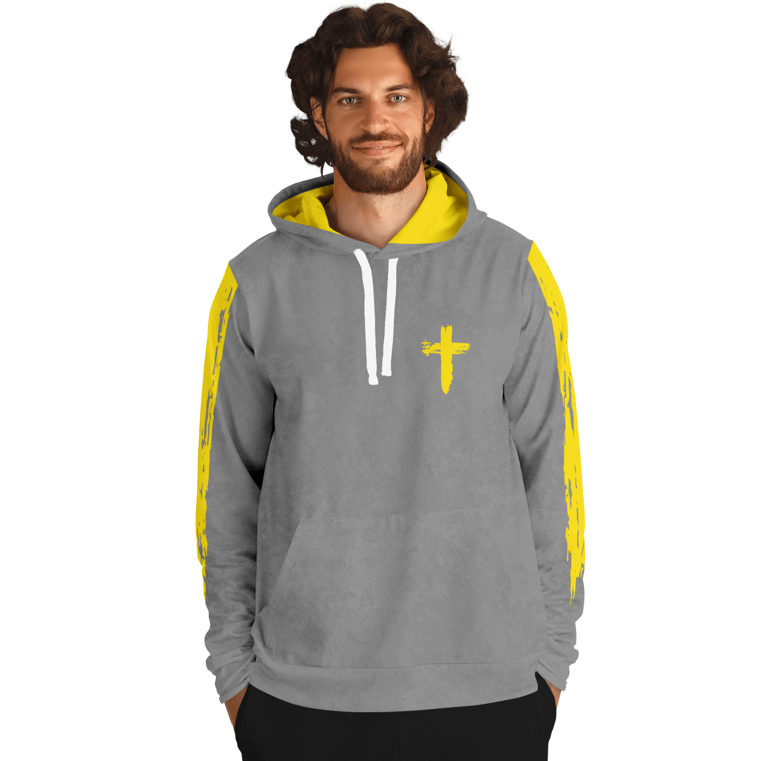 Know/No Jesus-Peace Hoodie - Gray and Yellow - Sacred Stylz