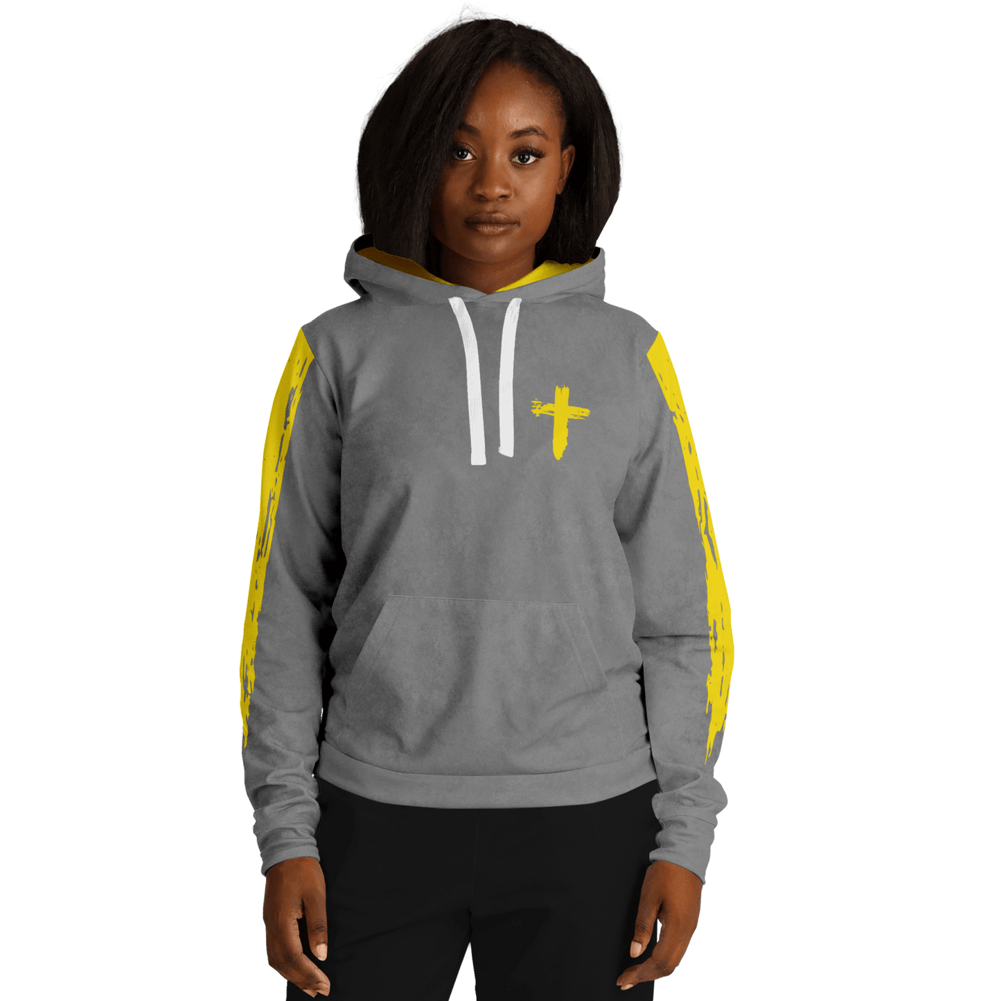 Know/No Jesus-Peace Hoodie - Gray and Yellow - Sacred Stylz