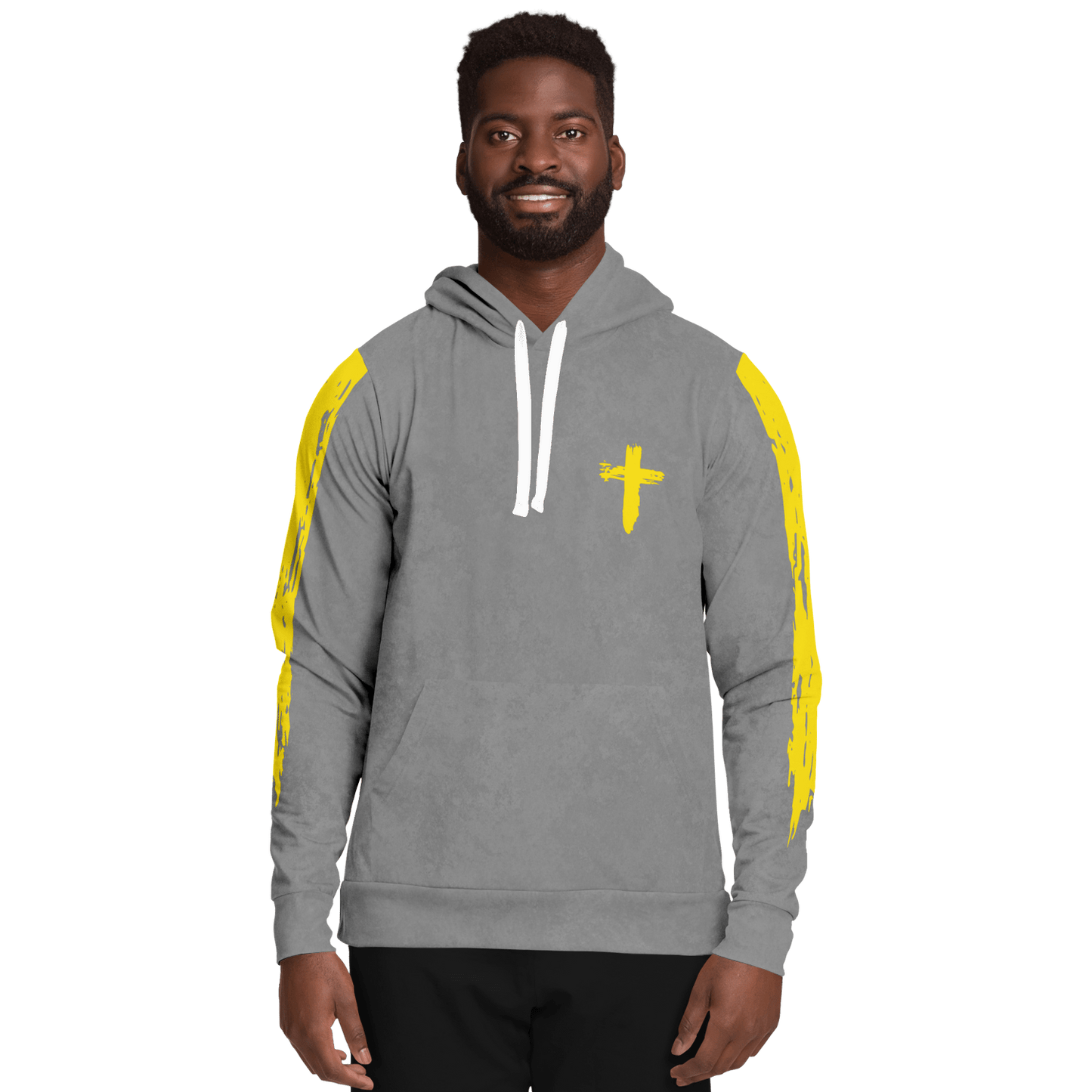 Know/No Jesus-Peace Hoodie - Gray and Yellow - Sacred Stylz