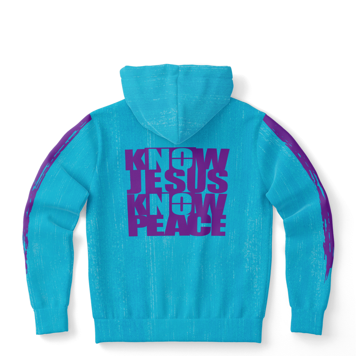 Know/No Jesus-Peace Hoodie - Turquoise and Purple - Sacred Stylz