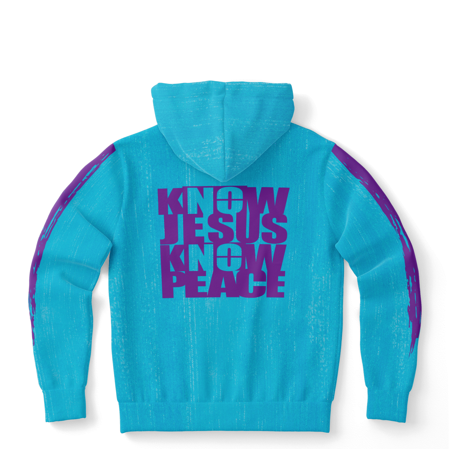 Know/No Jesus-Peace Hoodie - Turquoise and Purple - Sacred Stylz