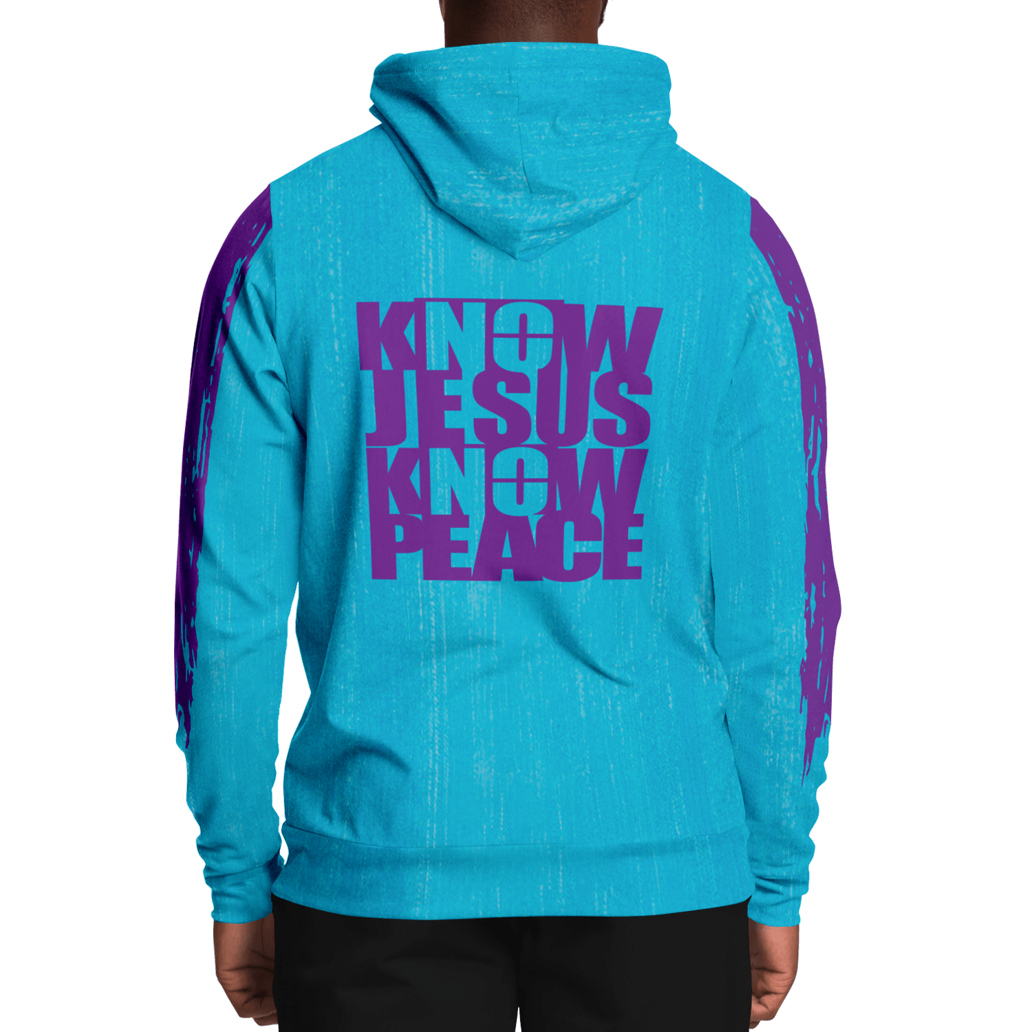 Know/No Jesus-Peace Hoodie - Turquoise and Purple - Sacred Stylz