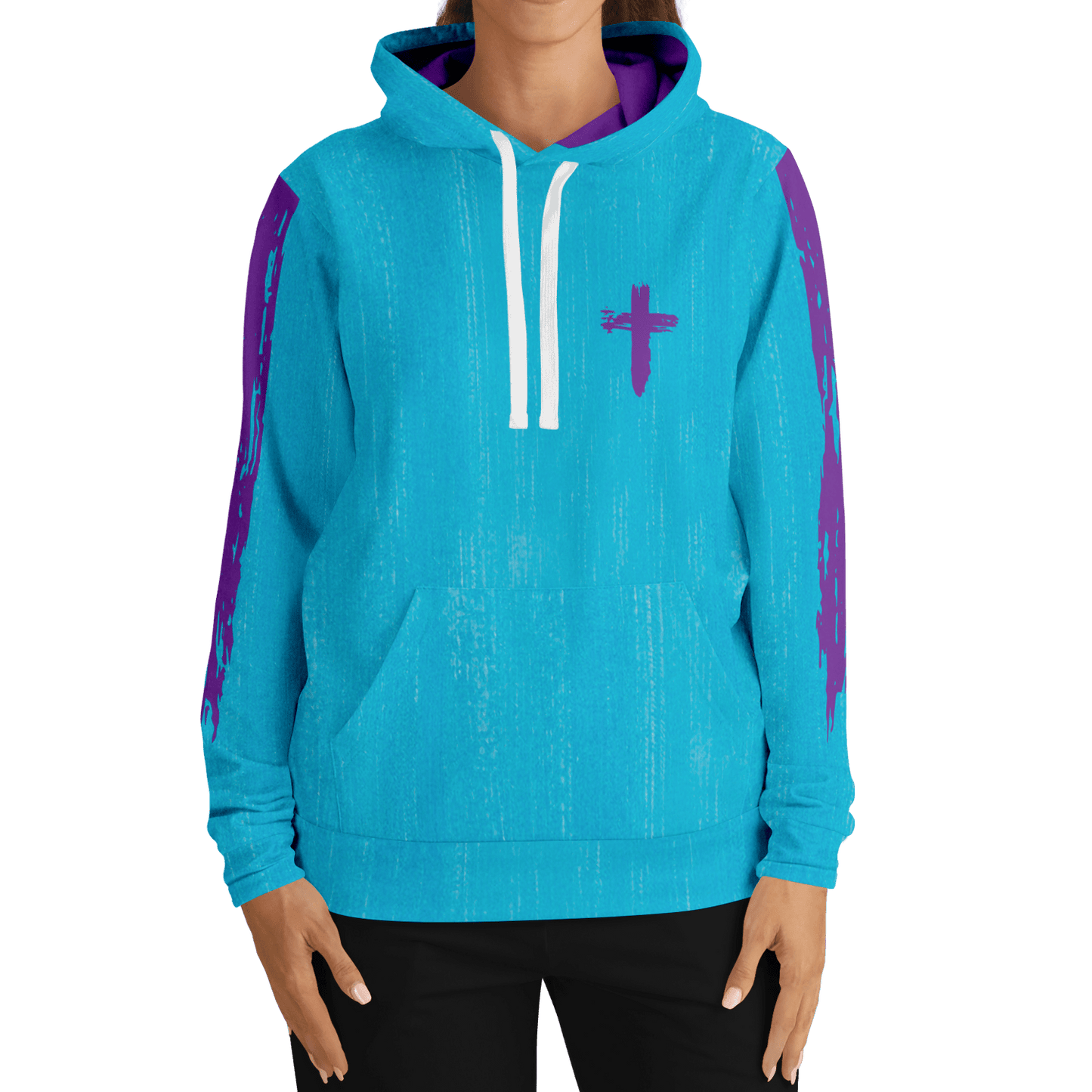 Know/No Jesus-Peace Hoodie - Turquoise and Purple - Sacred Stylz