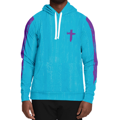 Know/No Jesus-Peace Hoodie - Turquoise and Purple - Sacred Stylz