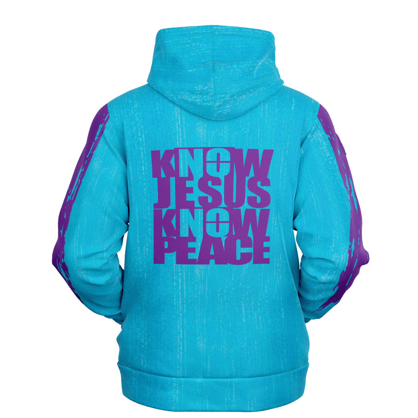 Know/No Jesus-Peace Hoodie - Turquoise and Purple - Sacred Stylz