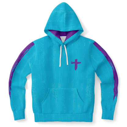 Know/No Jesus-Peace Hoodie - Turquoise and Purple - Sacred Stylz