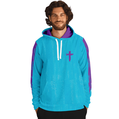 Know/No Jesus-Peace Hoodie - Turquoise and Purple - Sacred Stylz