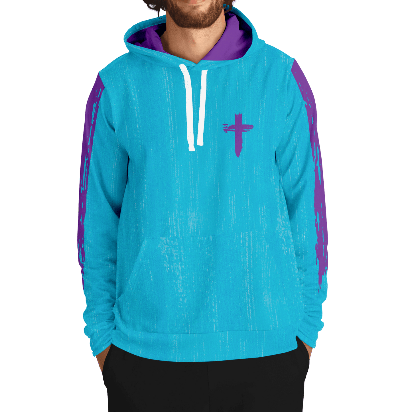 Know/No Jesus-Peace Hoodie - Turquoise and Purple - Sacred Stylz