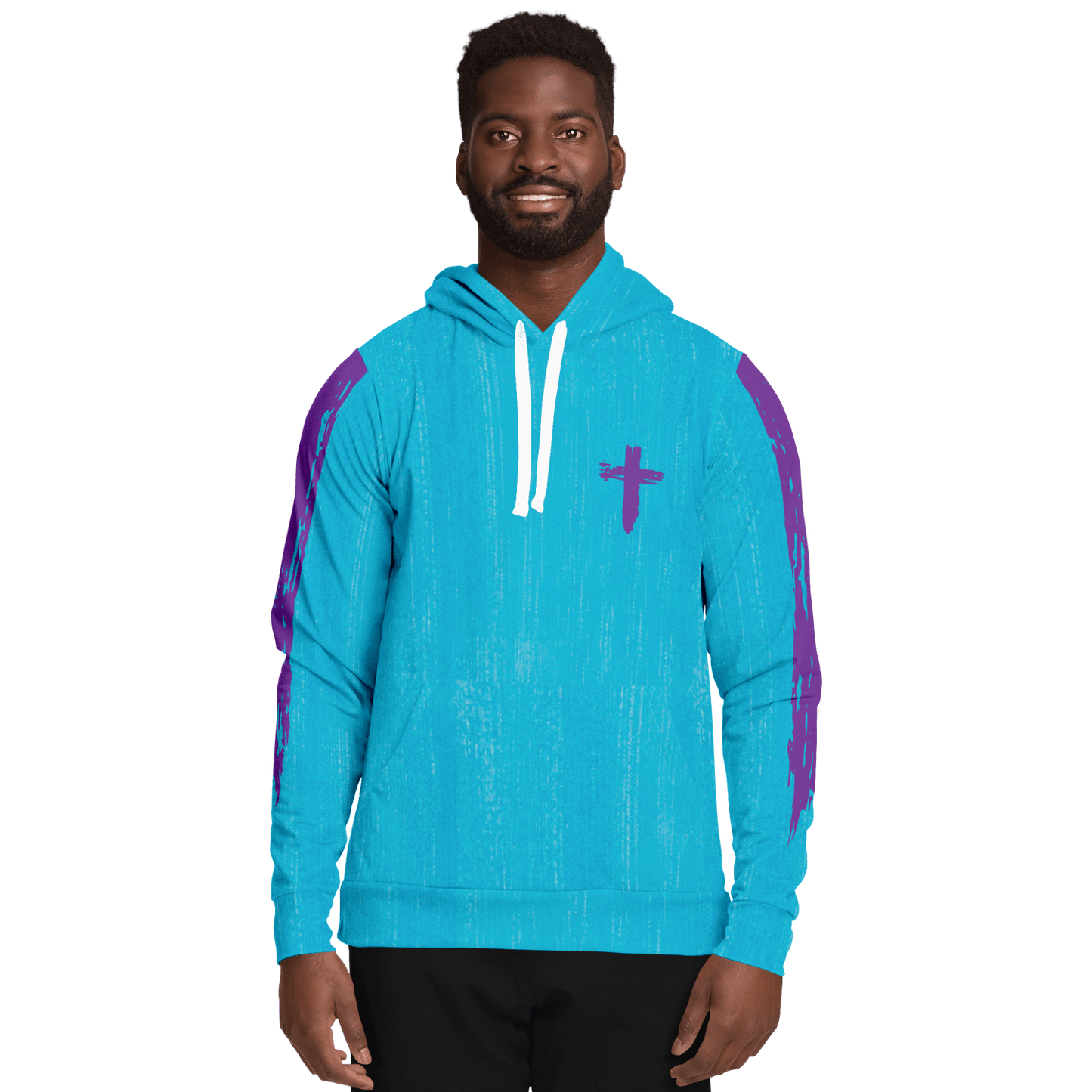 Know/No Jesus-Peace Hoodie - Turquoise and Purple - Sacred Stylz