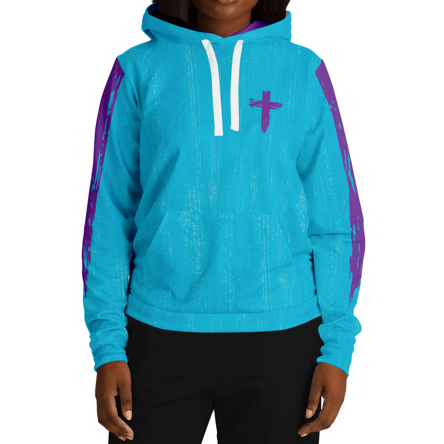 Know/No Jesus-Peace Hoodie - Turquoise and Purple - Sacred Stylz