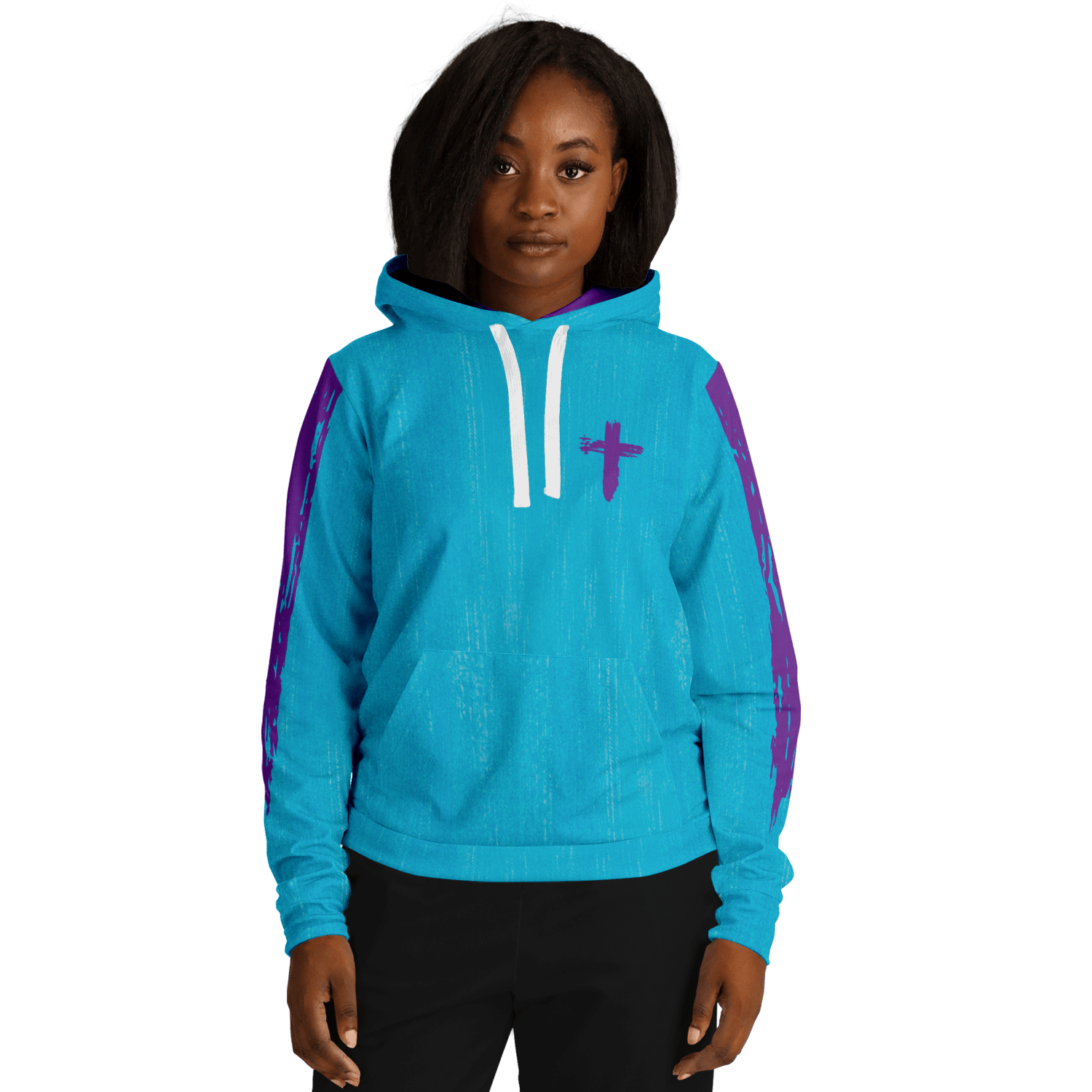 Know/No Jesus-Peace Hoodie - Turquoise and Purple - Sacred Stylz