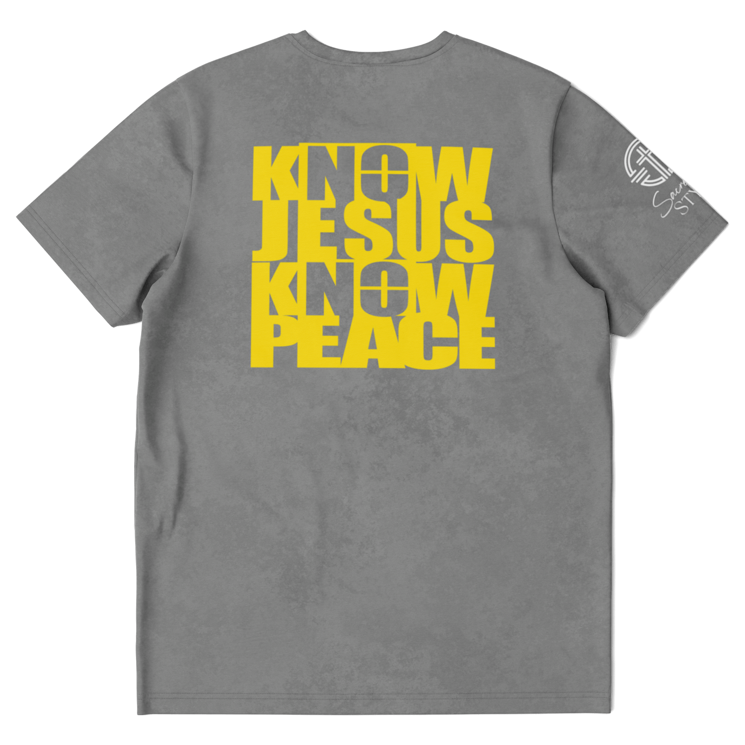 Know/No Jesus-Peace Shirt Gray and Yellow - Sacred Stylz