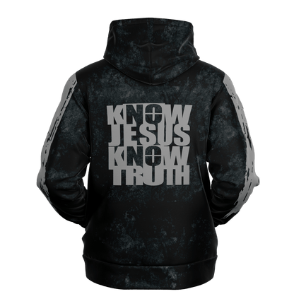 Know/No Jesus-Truth Hoodie - Black and Gray - Sacred Stylz