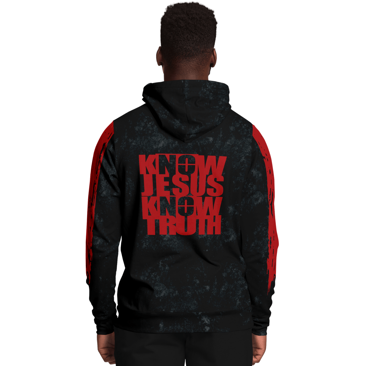 Know/No Jesus-Truth Hoodie - Black and Red - Sacred Stylz