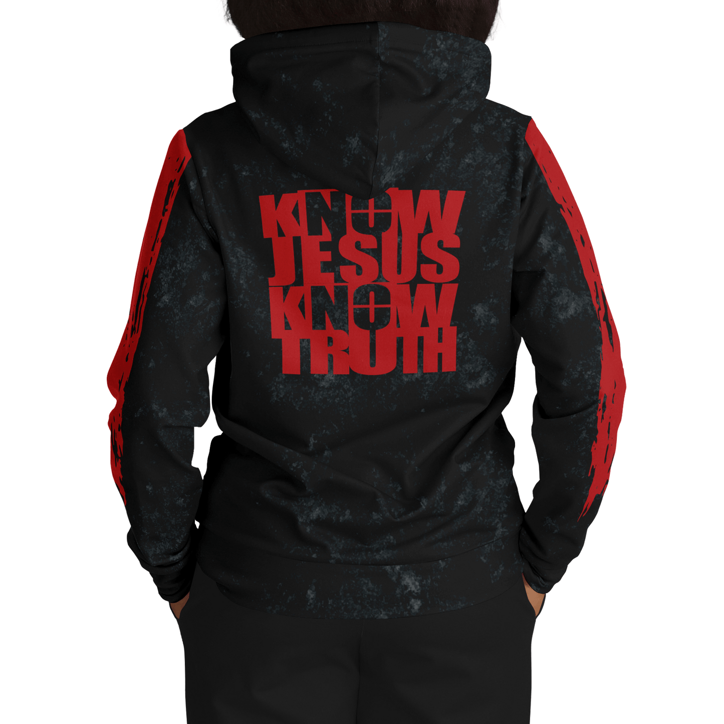 Know/No Jesus-Truth Hoodie - Black and Red - Sacred Stylz