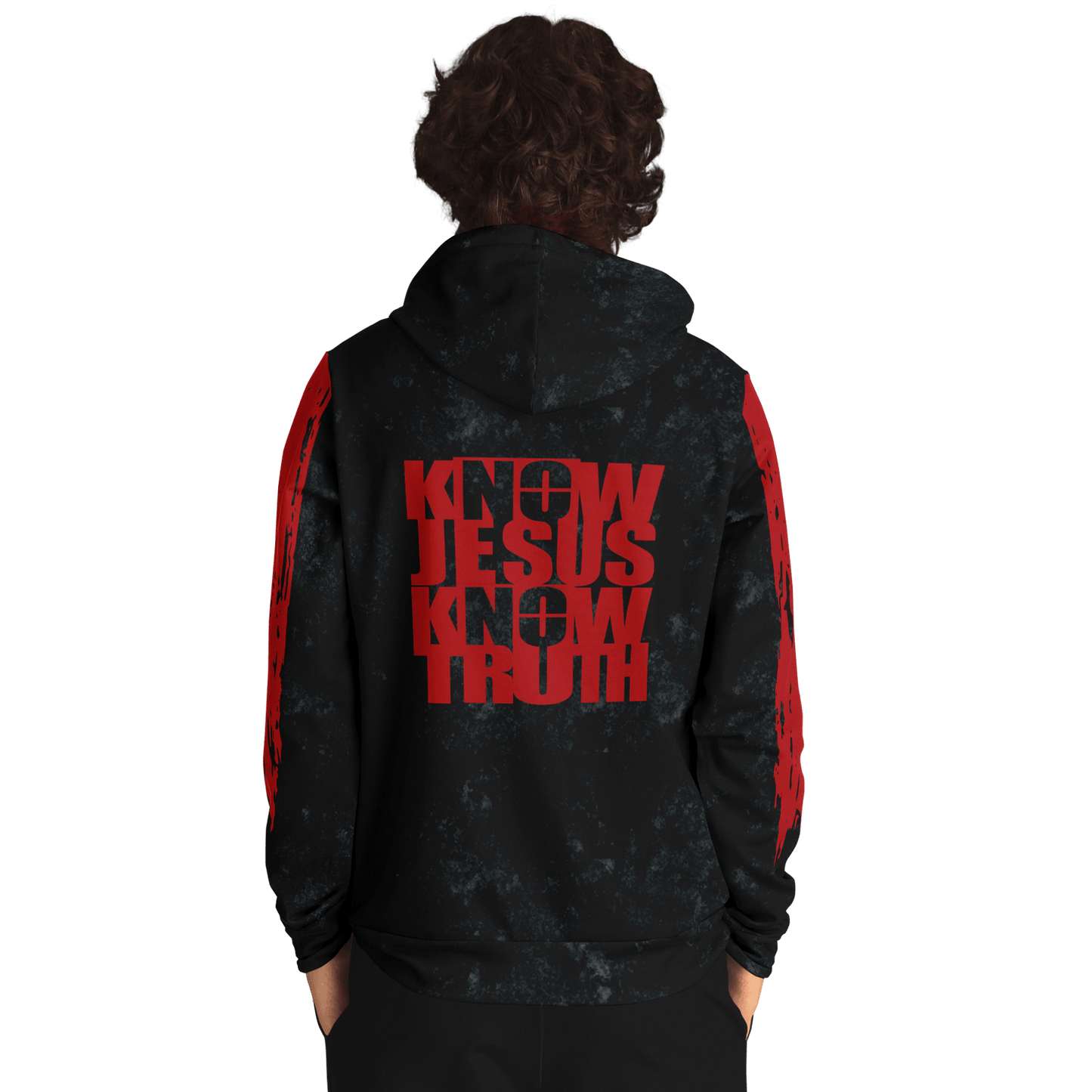 Know/No Jesus-Truth Hoodie - Black and Red - Sacred Stylz