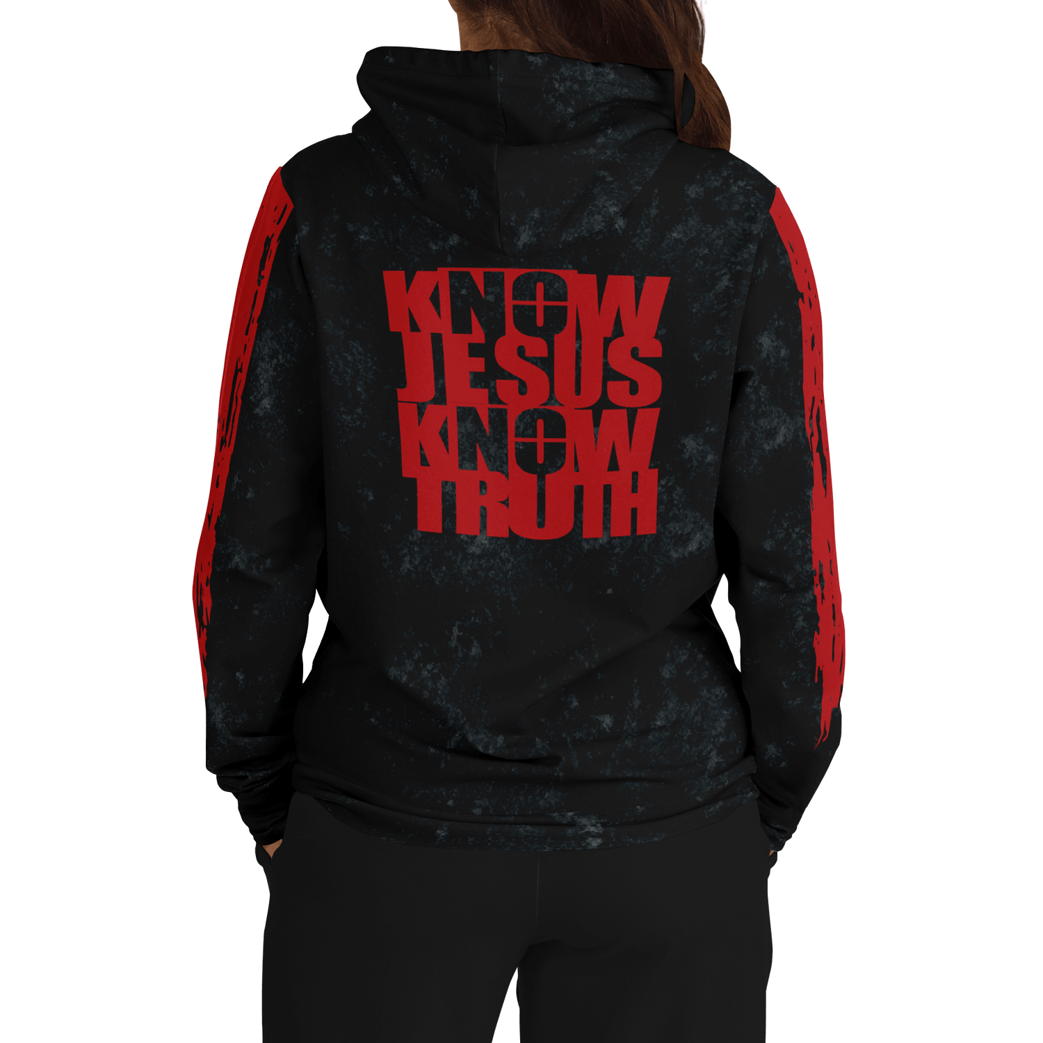 Know/No Jesus-Truth Hoodie - Black and Red - Sacred Stylz