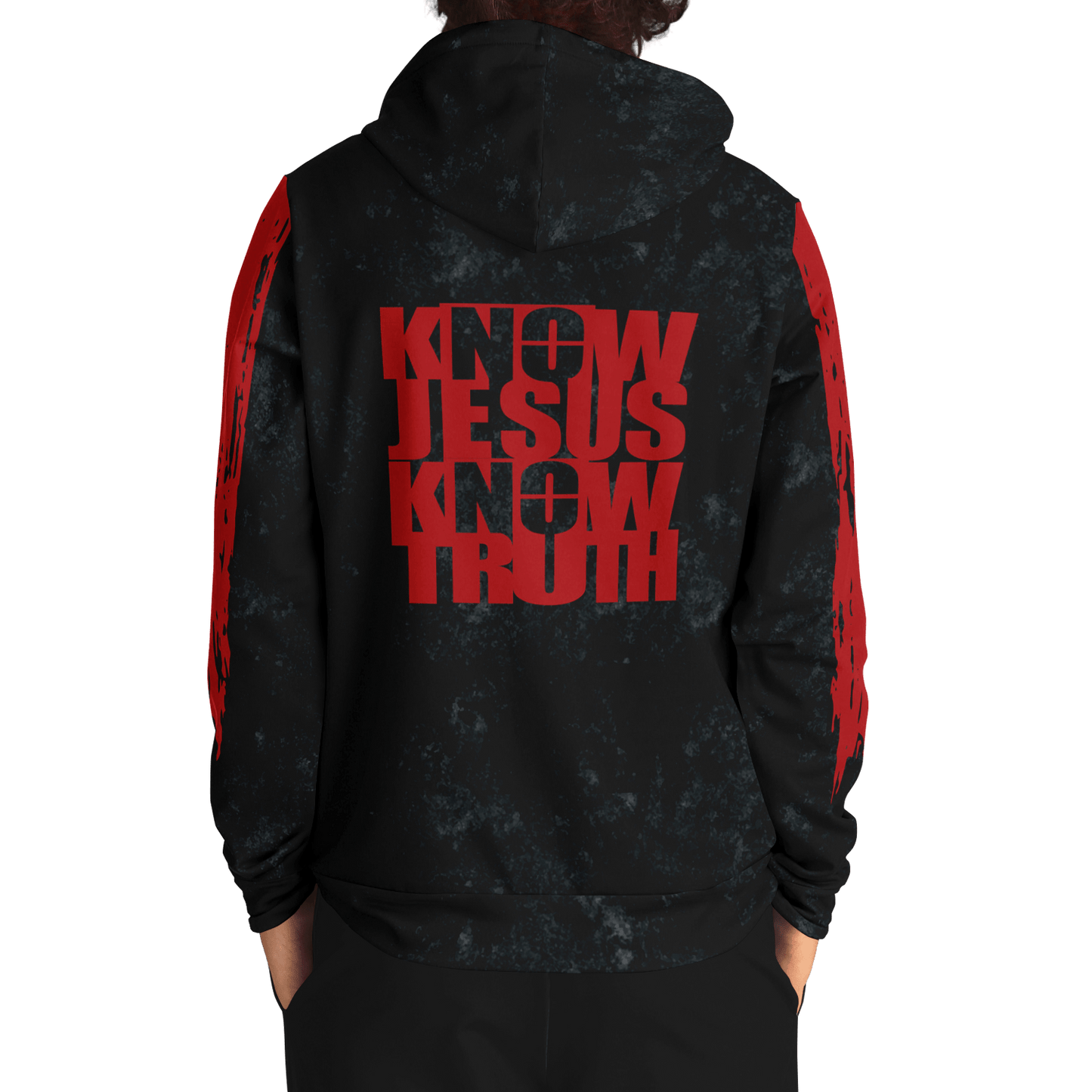 Know/No Jesus-Truth Hoodie - Black and Red - Sacred Stylz