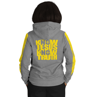 Know/No Jesus-Truth Hoodie - Gray and Yellow - Sacred Stylz