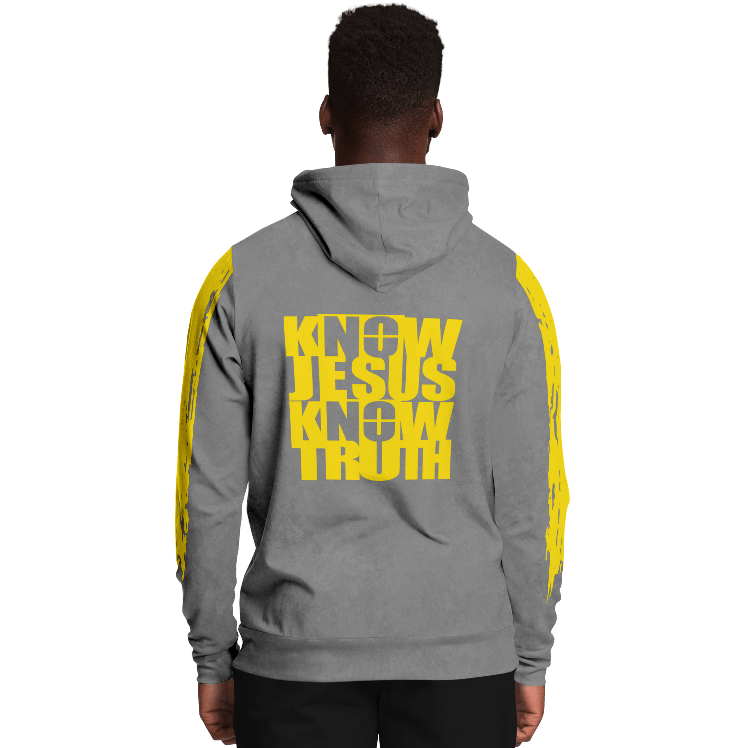 Know/No Jesus-Truth Hoodie - Gray and Yellow - Sacred Stylz