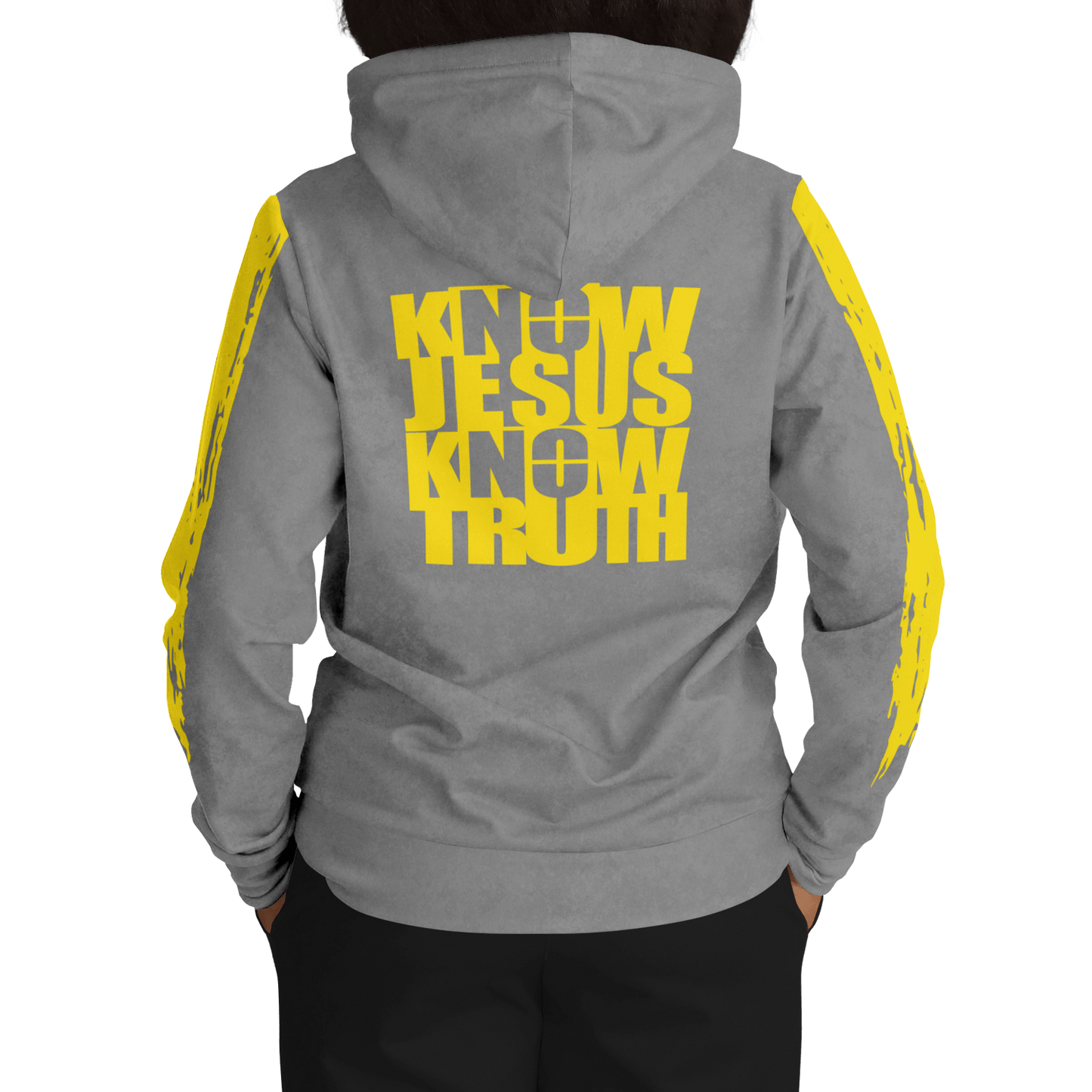 Know/No Jesus-Truth Hoodie - Gray and Yellow - Sacred Stylz