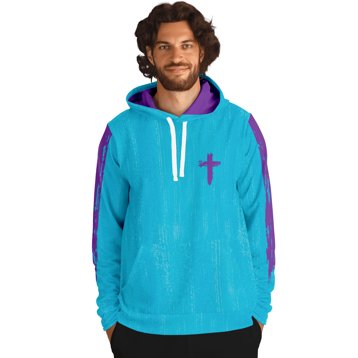 Know/No Jesus-Truth Hoodie - Turquoise and Purple - Sacred Stylz