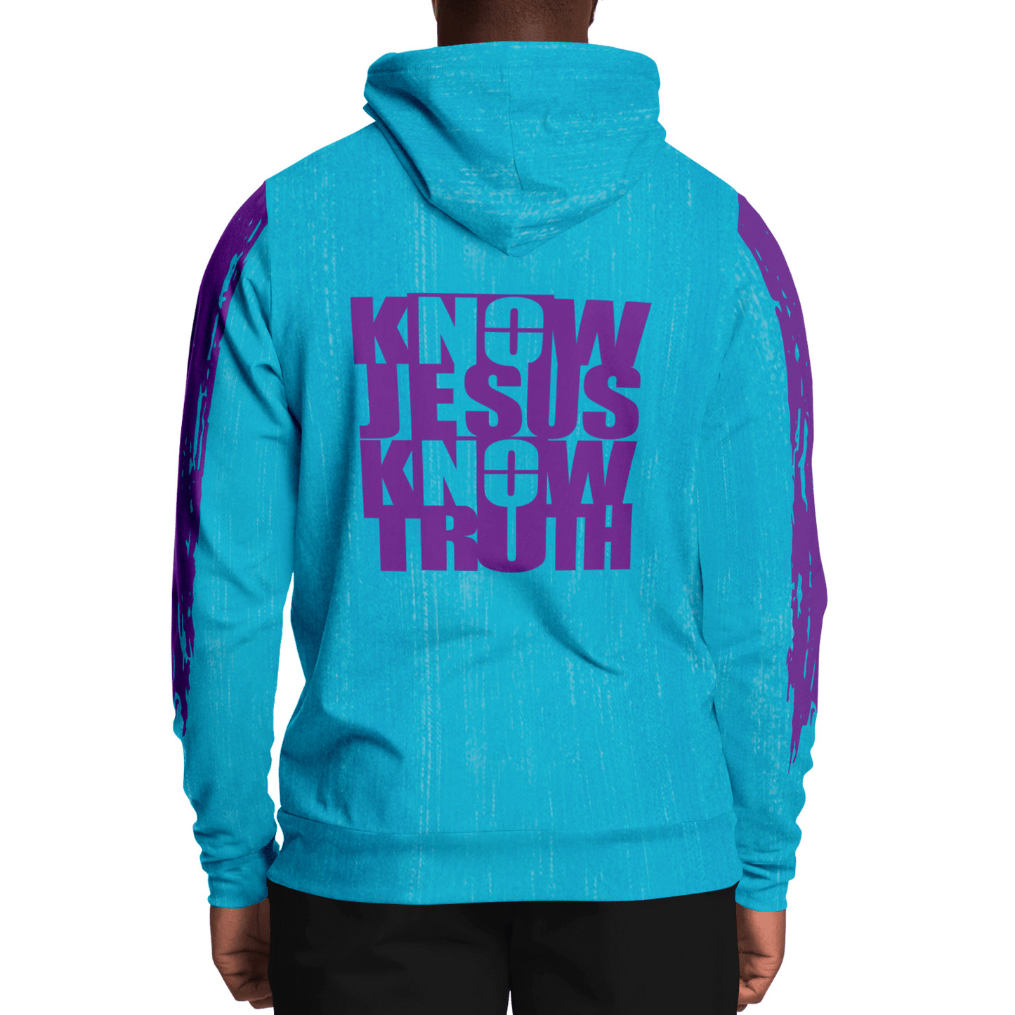 Know/No Jesus-Truth Hoodie - Turquoise and Purple - Sacred Stylz