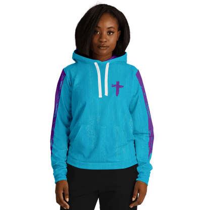 Know/No Jesus-Truth Hoodie - Turquoise and Purple - Sacred Stylz