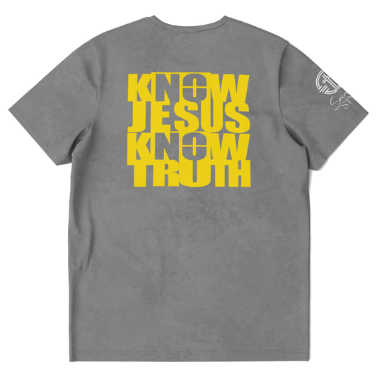 Know/No Jesus-Truth Shirt Gray and Yellow - Sacred Stylz